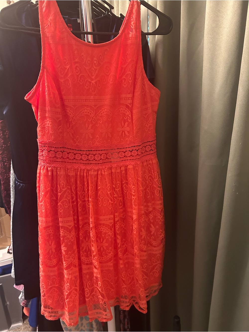 Coral Lace Tank Dress